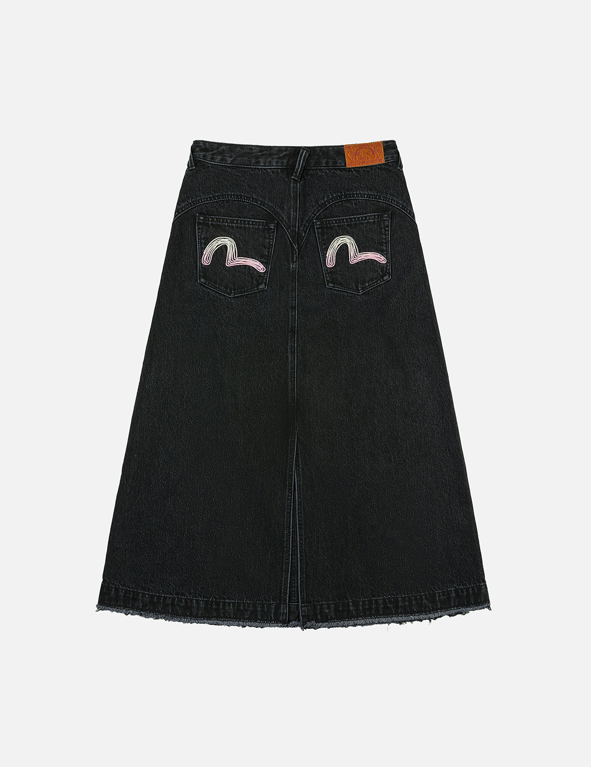 Seagull Embroidery Distressed Fashion Fit Denim Skirt