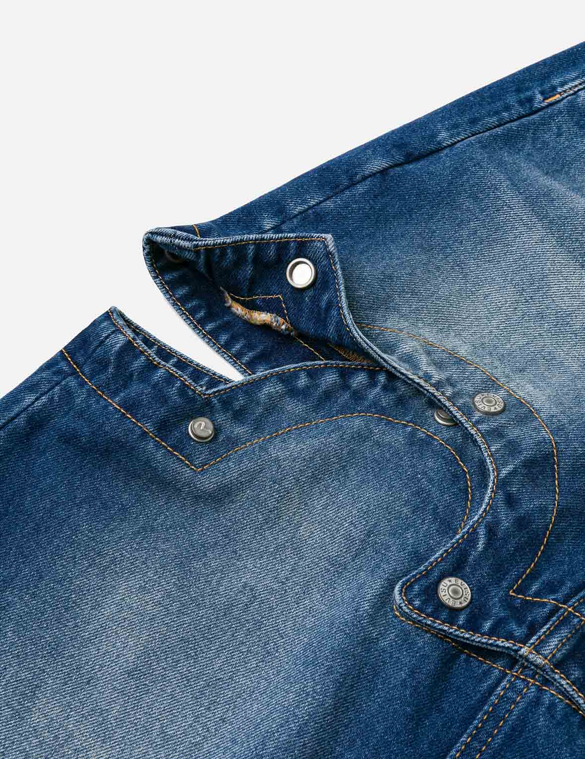 Logo Print Fashion Fit Detachable Denim Skirt