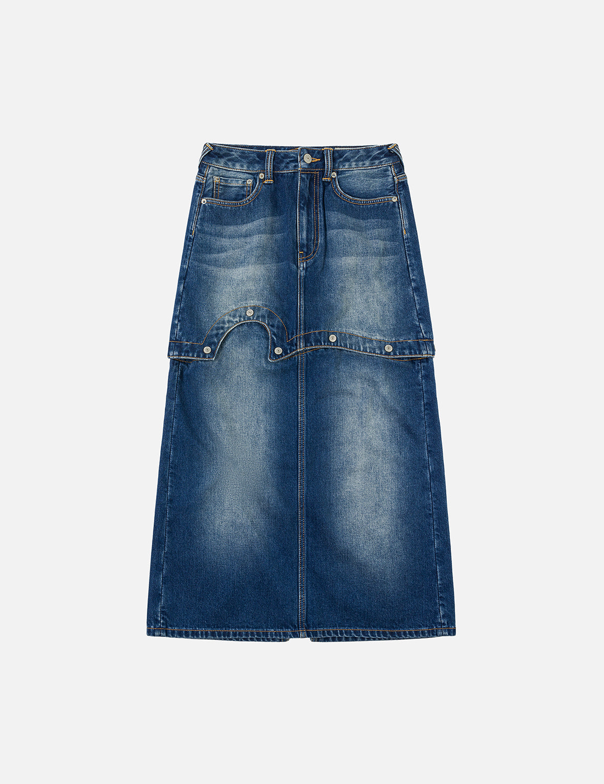 Logo Print Fashion Fit Detachable Denim Skirt