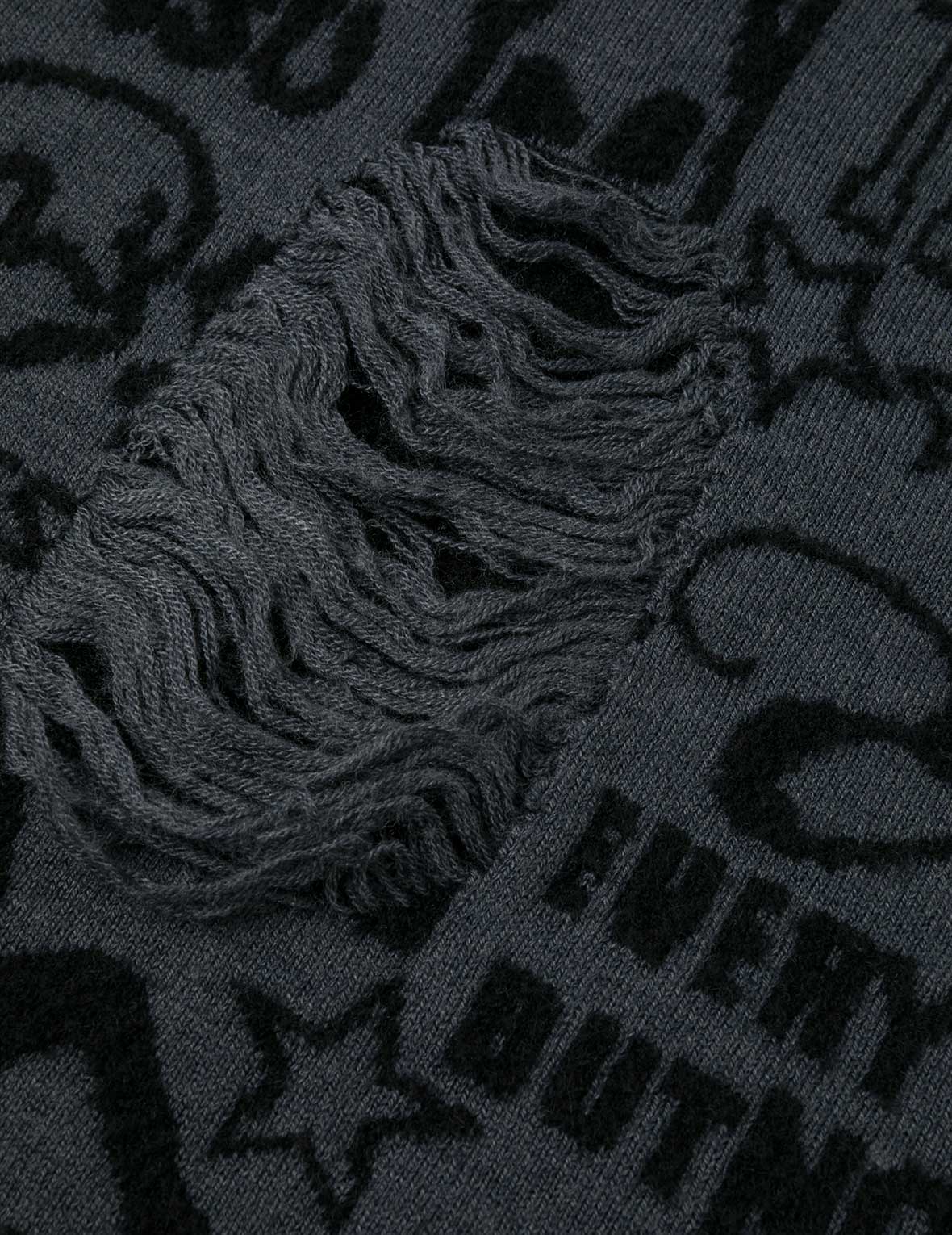 Allover EVISU Jacquard Fashion Fit Distressed Knitted Skirt