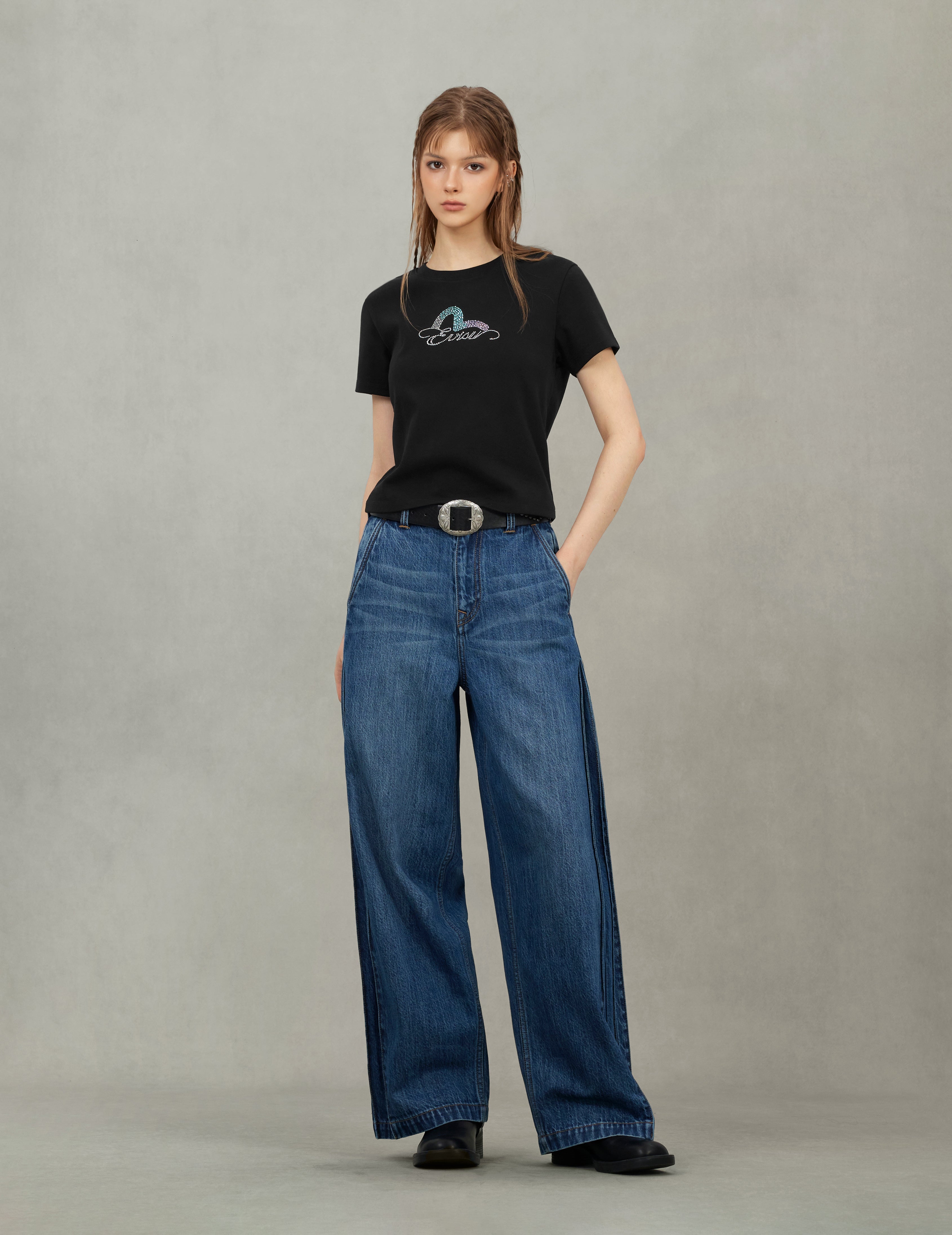 EVISU and Seagull Rhinestone Slim Fit T-shirt