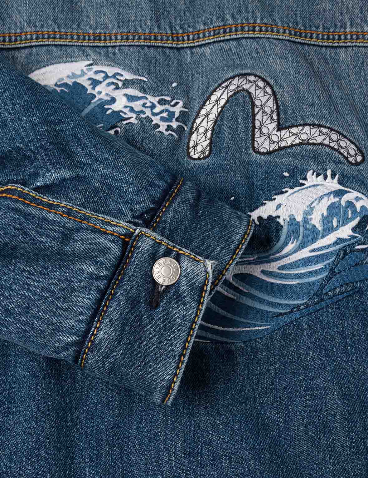 EVISU X MOOSE KNUCKLES Ukiyo-e Wave Denim Jacket