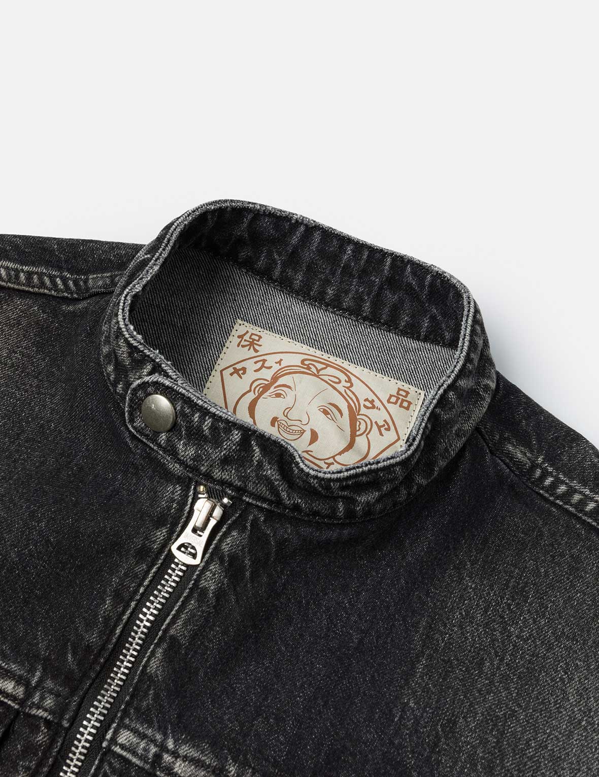 洗水海鸥刺绣常规版型牛仔骑士夹克