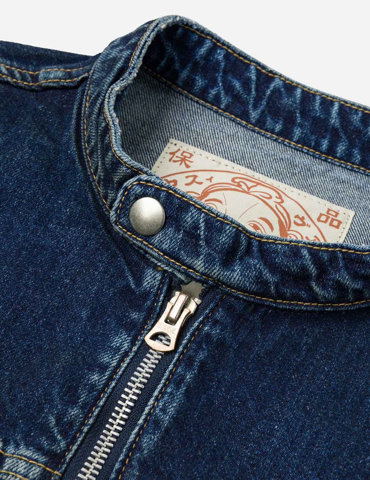 洗水海鸥刺绣常规版型牛仔骑士夹克