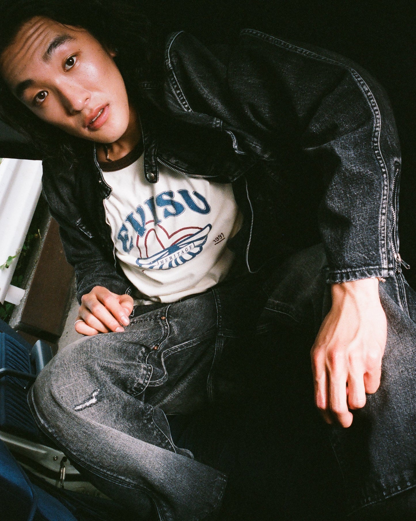 洗水海鸥刺绣常规版型牛仔骑士夹克