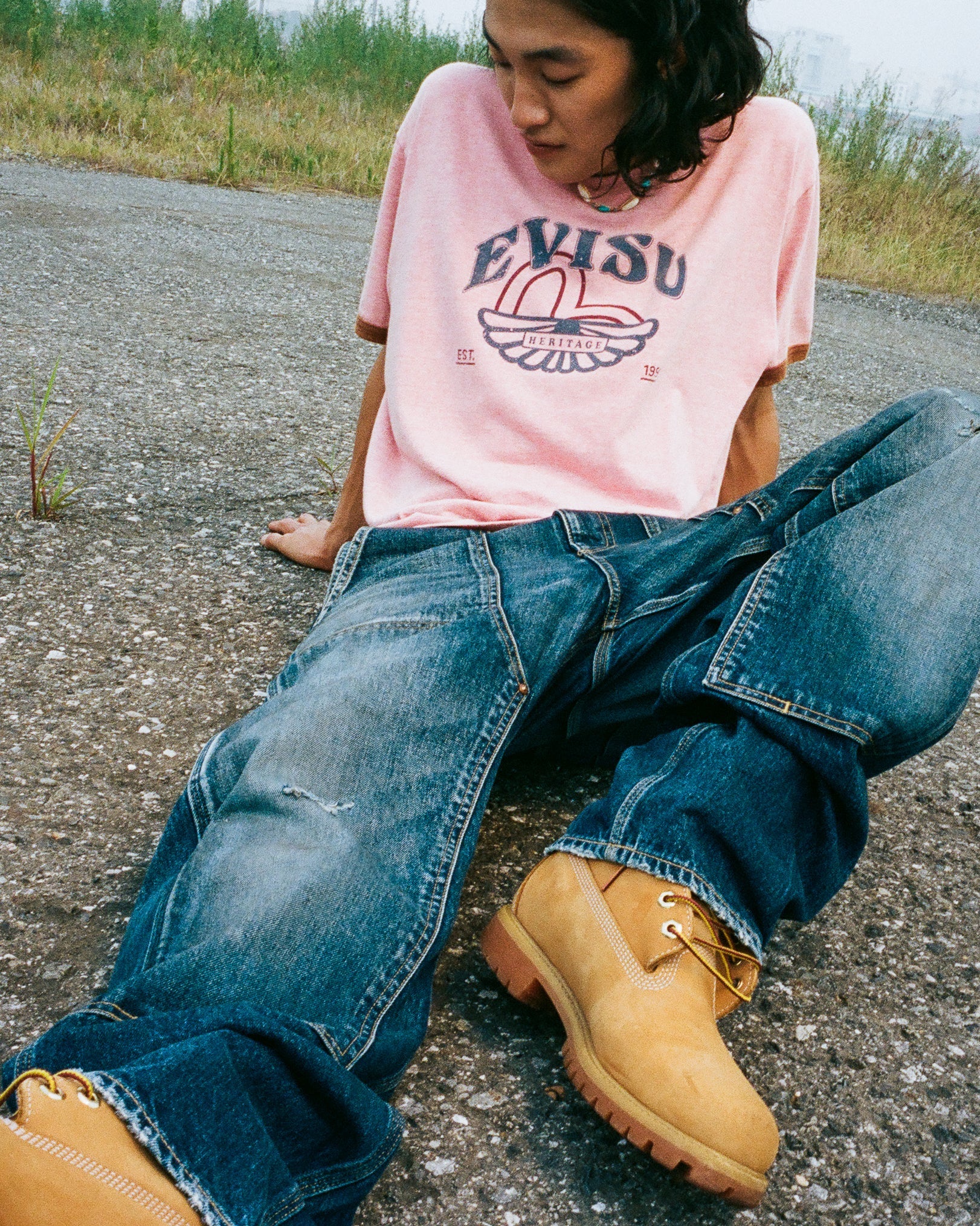 Washed Seagull Print Regular Fit Painter Jeans
