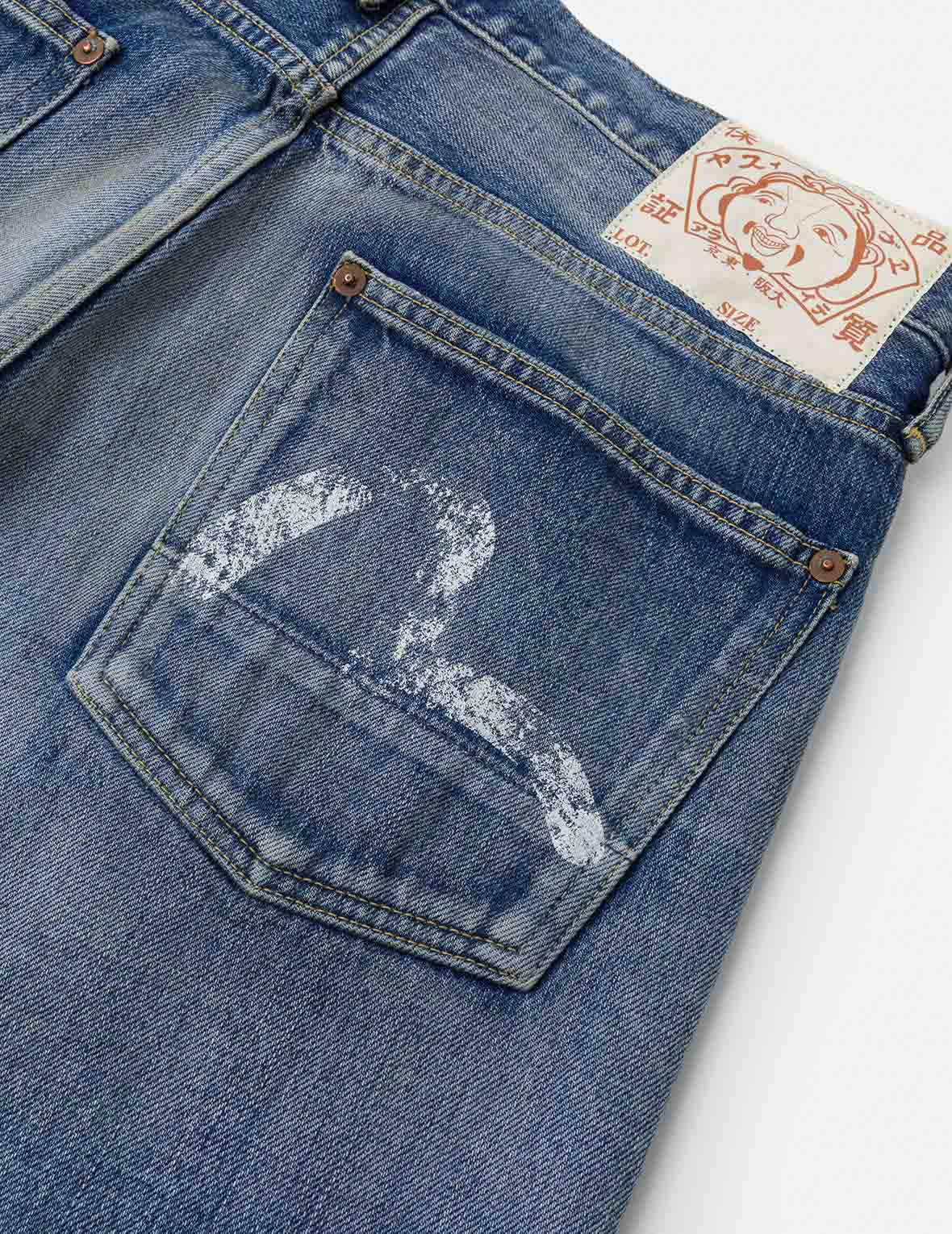 Washed Seagull Print Regular Fit Jeans