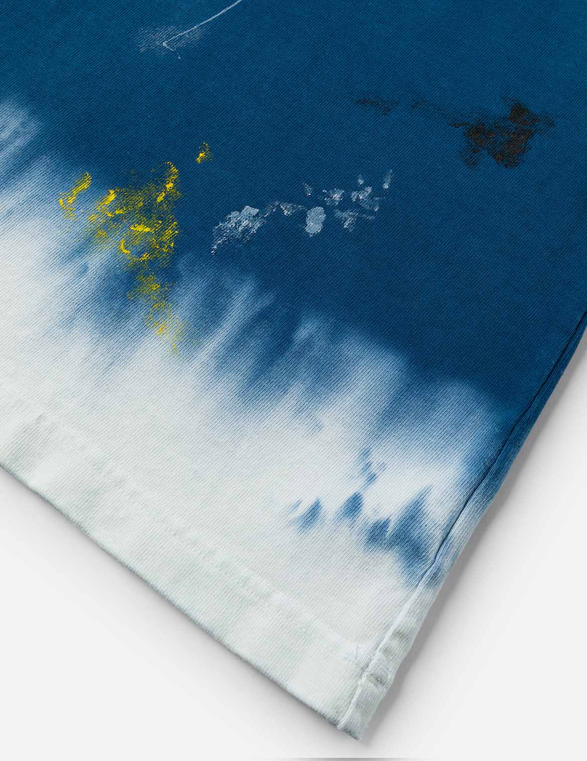 Daruma and Logo Embroidery Regular Fit Dip dyeing T-shirt