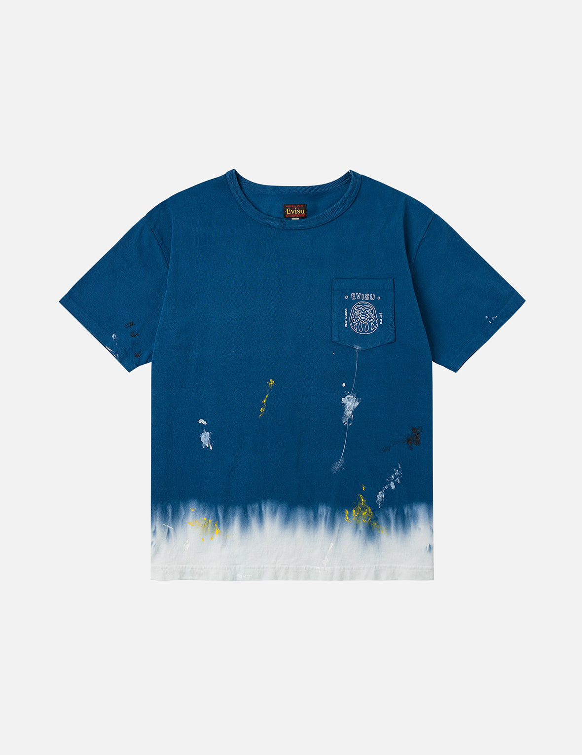 Daruma and Logo Embroidery Regular Fit Dip dyeing T-shirt