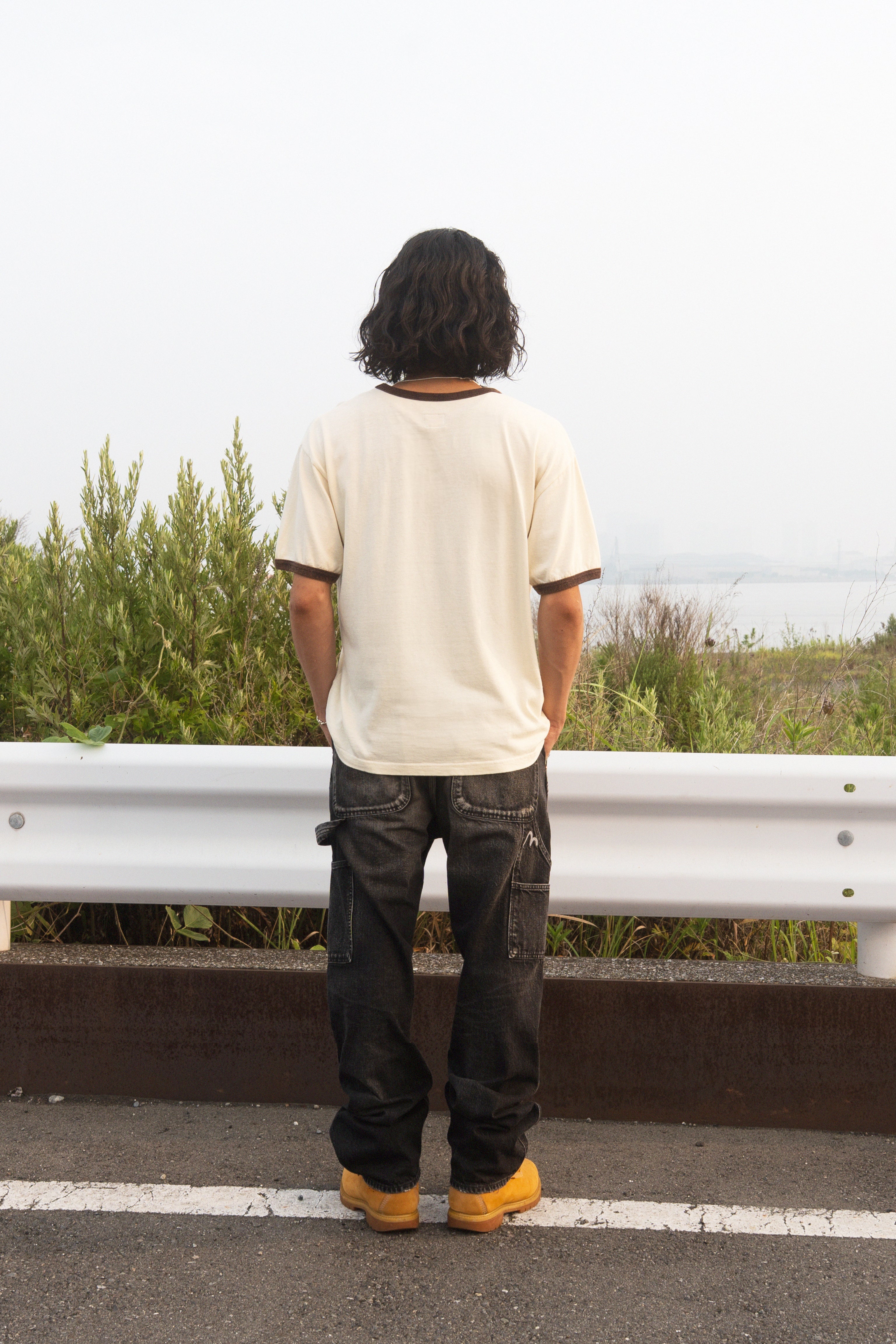 洗水海鸥和商标印花常规版型T恤