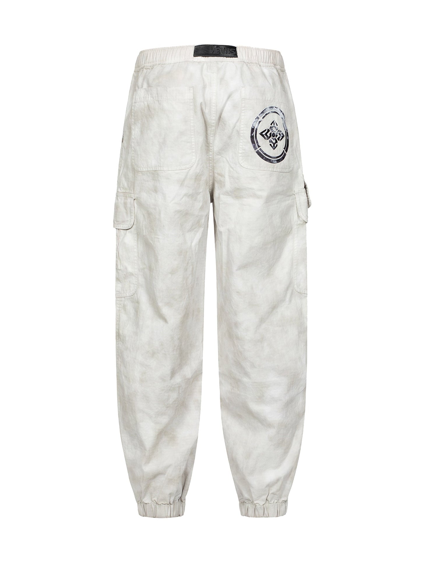 Kamon Embroidery Loose Fit Tie-Dye Cargo Joggers