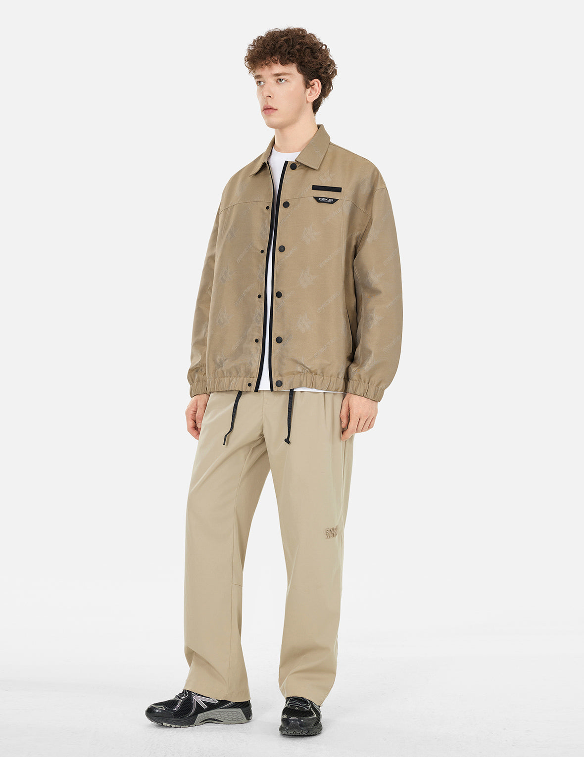 Monogram Logo Jacquard Oversized Coach Jacket