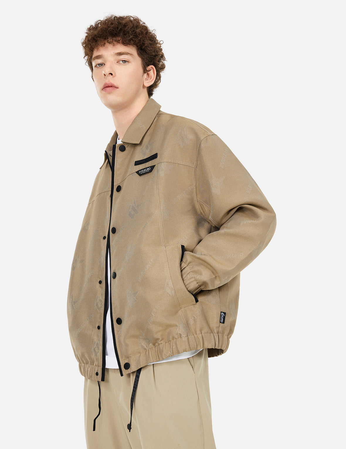 Monogram Logo Jacquard Oversized Coach Jacket
