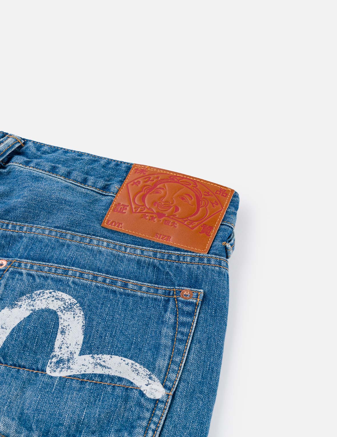 Light-washed Seagull Print Taper Fit Jeans #2017