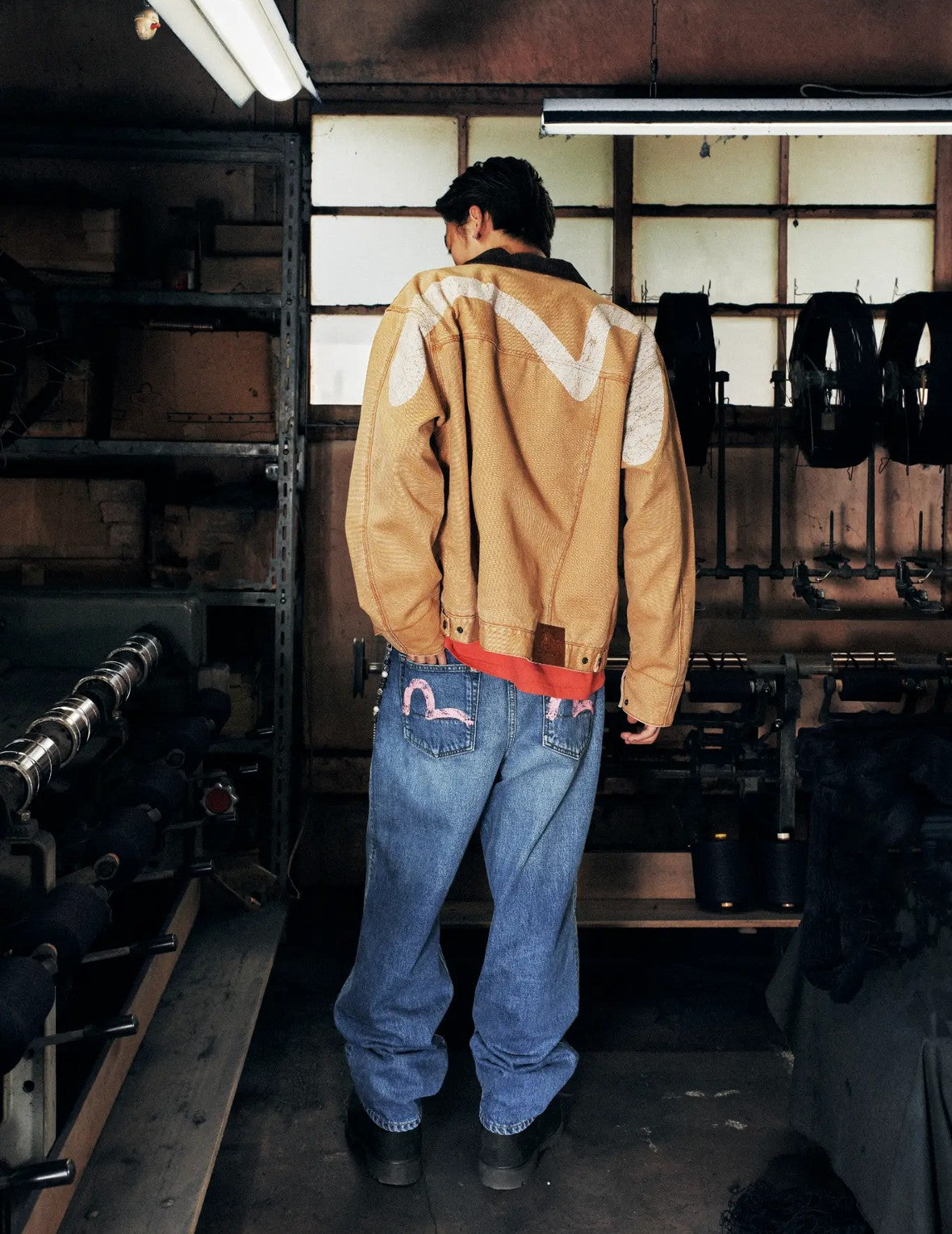 Light-washed Seagull Print Relax Fit Jeans #2030