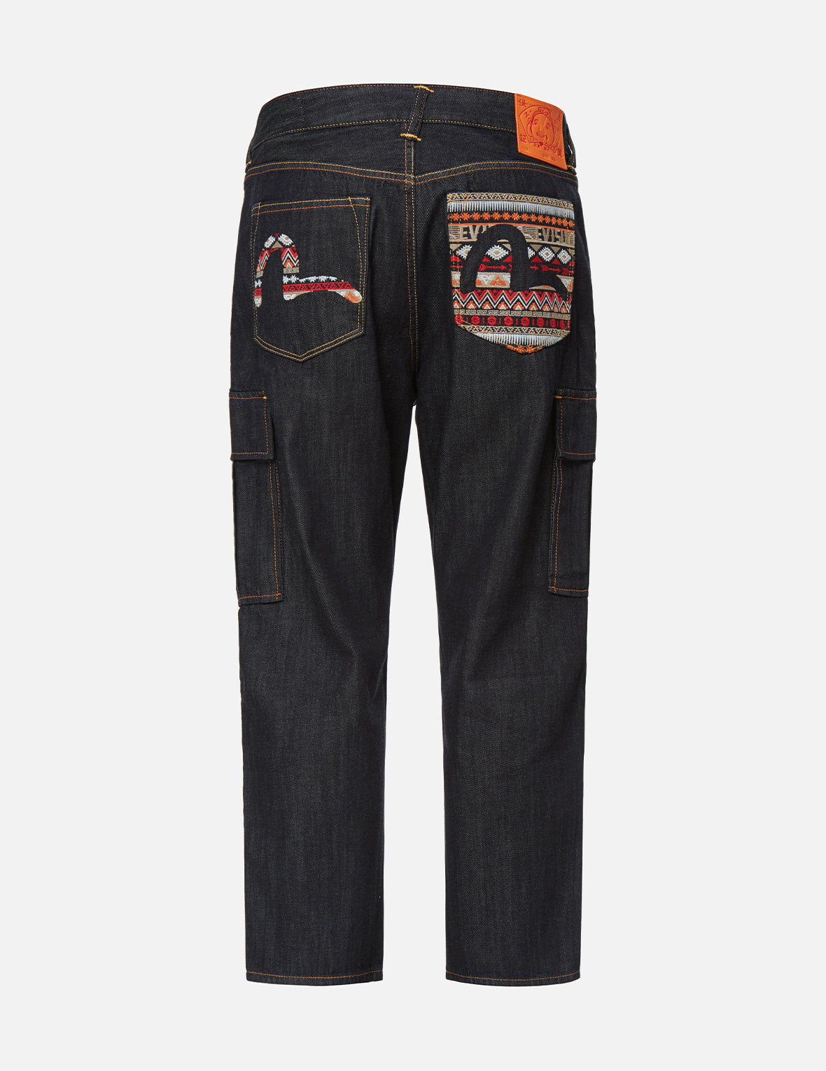 Folklore-pattern Seagull Embroidered Cargo Jeans – EVISU