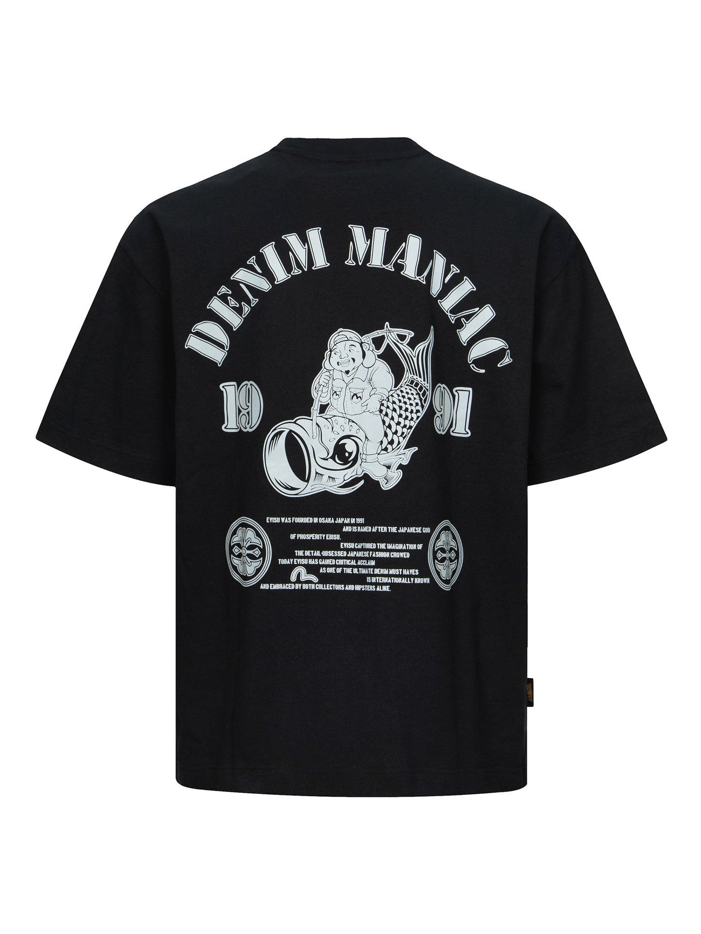 Fortune God Reflective Heat Transfer Print Loose Fit T-shirt