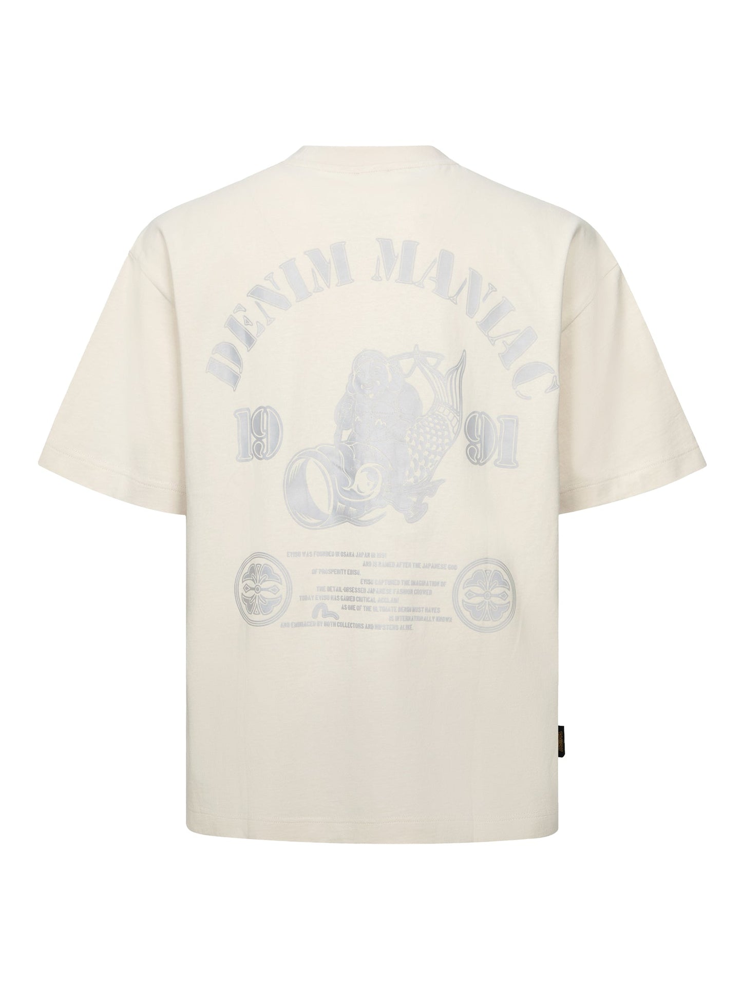 Fortune God Reflective Heat Transfer Print Loose Fit T-shirt