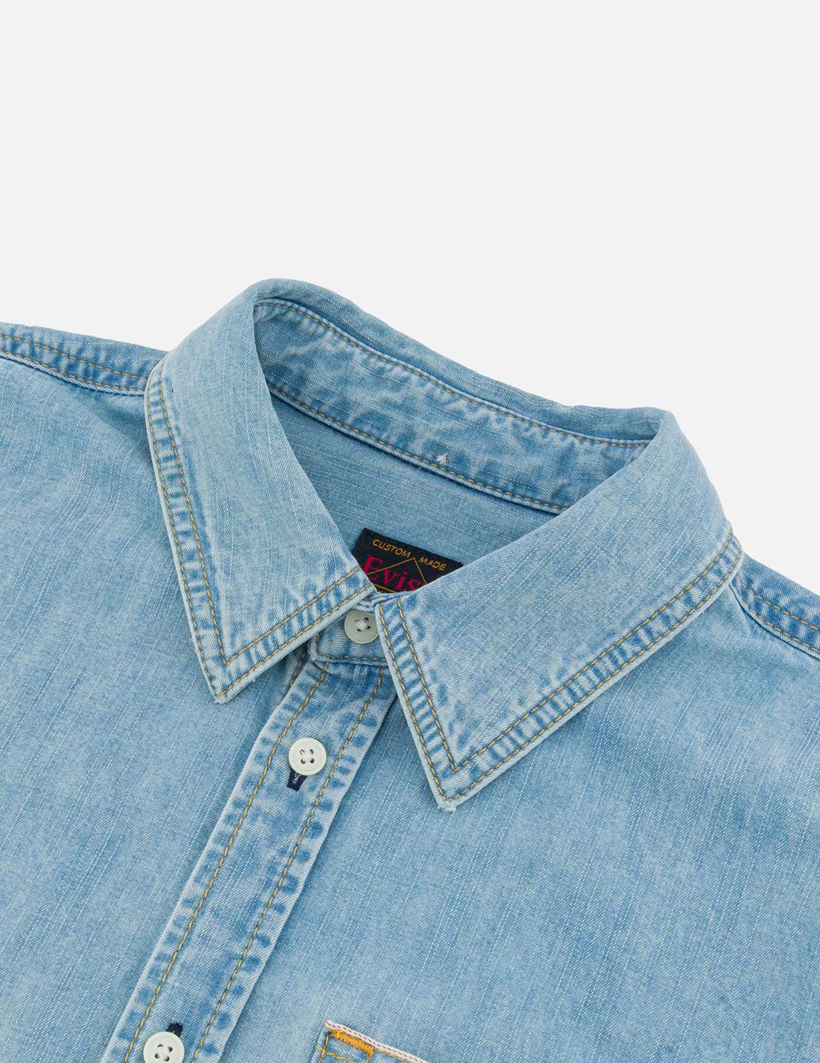 Inserted Seagull Embroidery Relax Fit Denim Shirt
