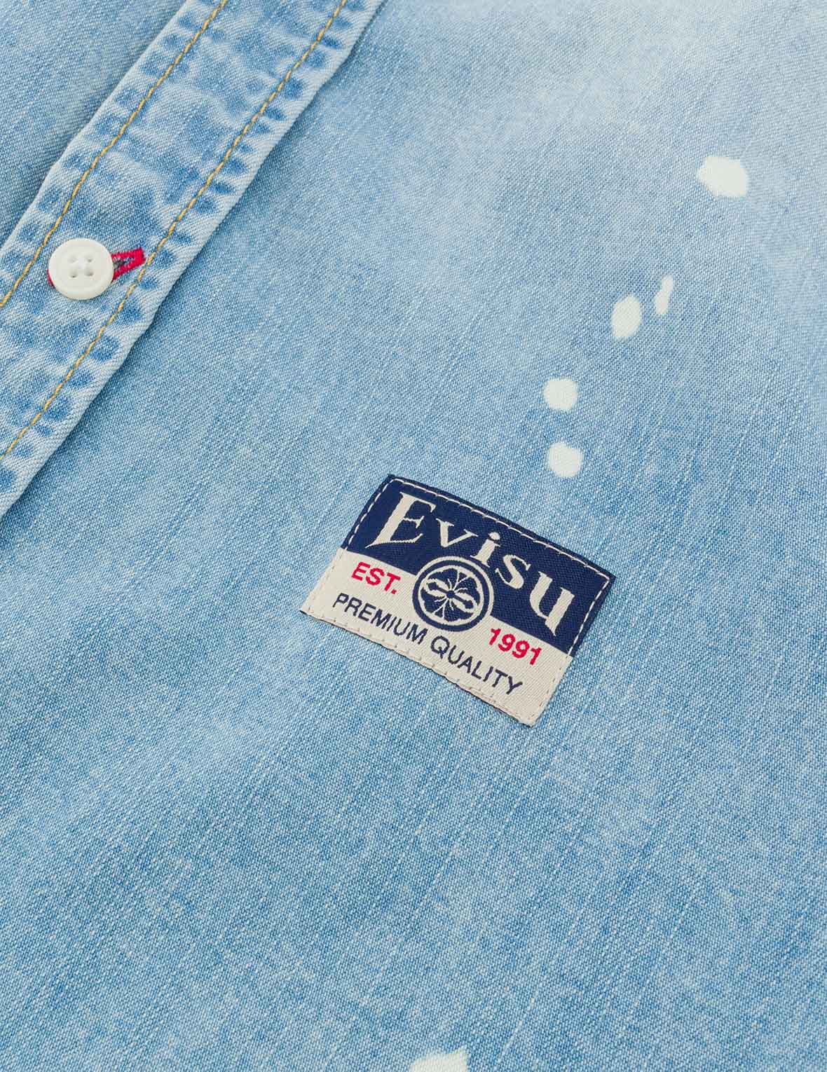 Inserted Seagull Embroidery Relax Fit Denim Shirt
