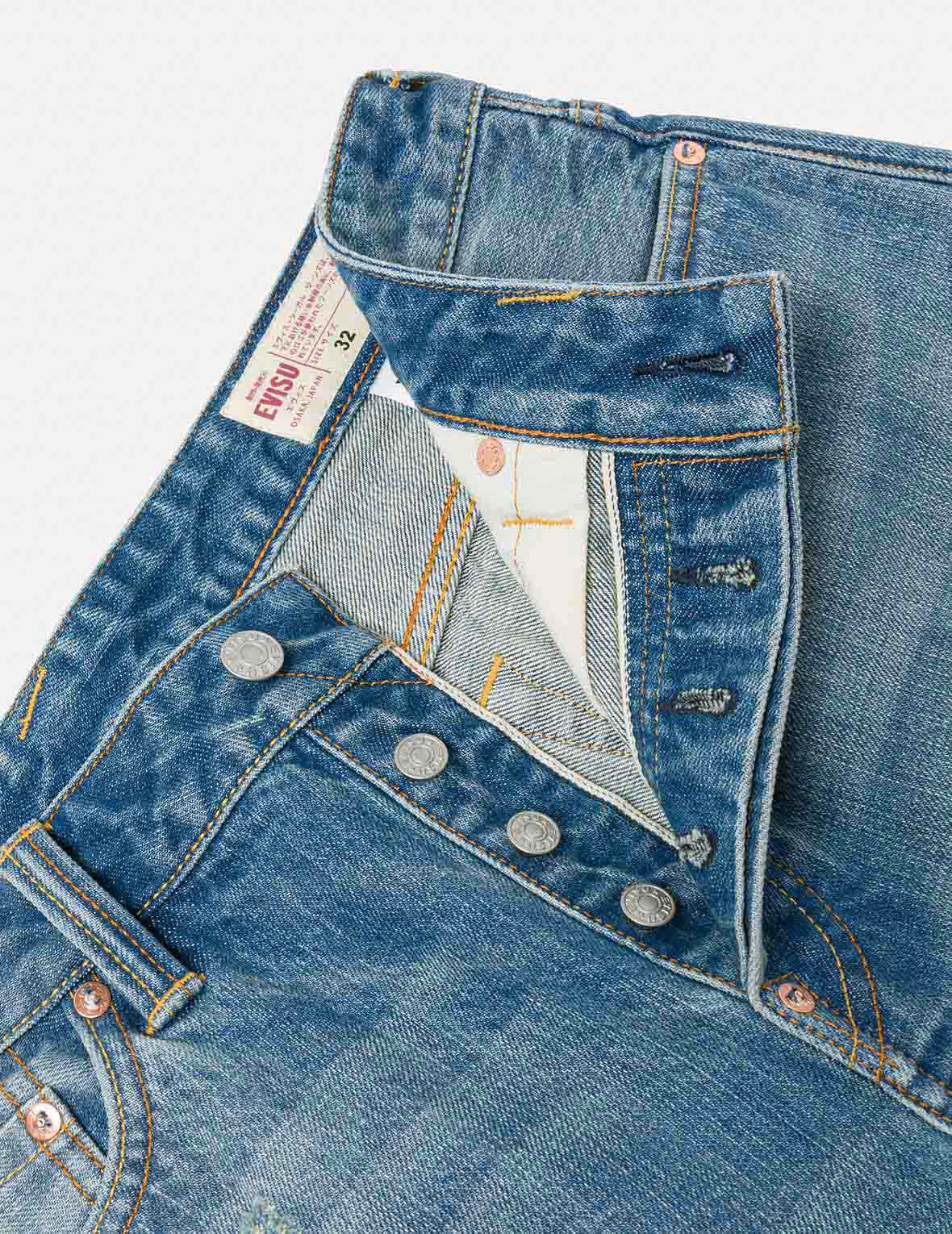 Playful Seagull and The Great Wave Print Regular Fit Denim Shorts