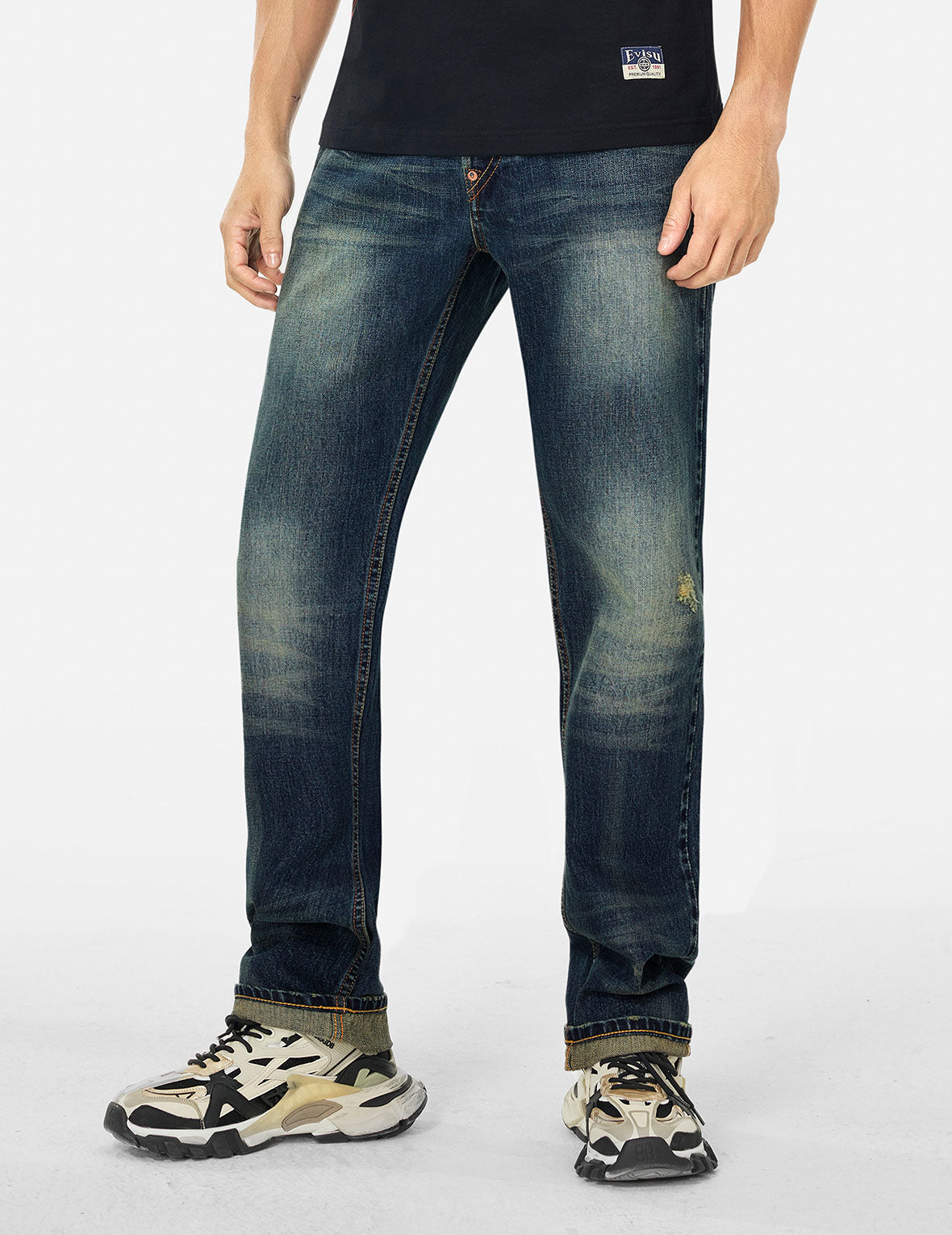 海鸥贴布刺绣水洗常规牛仔裤 #2000