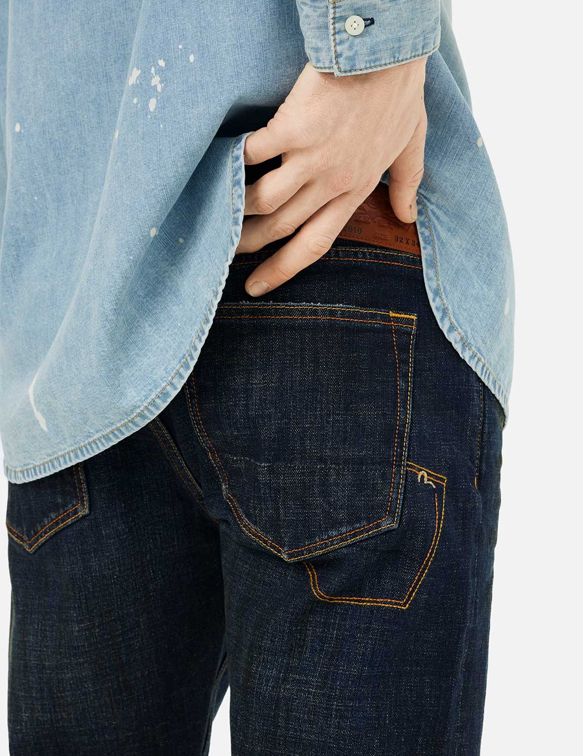 Multi-pocket Dark-toned Washed Slim Fit Jeans #2010
