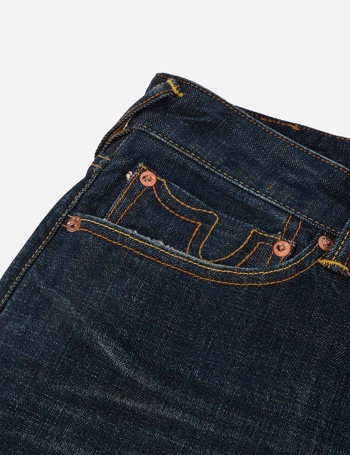 Multi-pocket Dark-toned Washed Slim Fit Jeans #2010