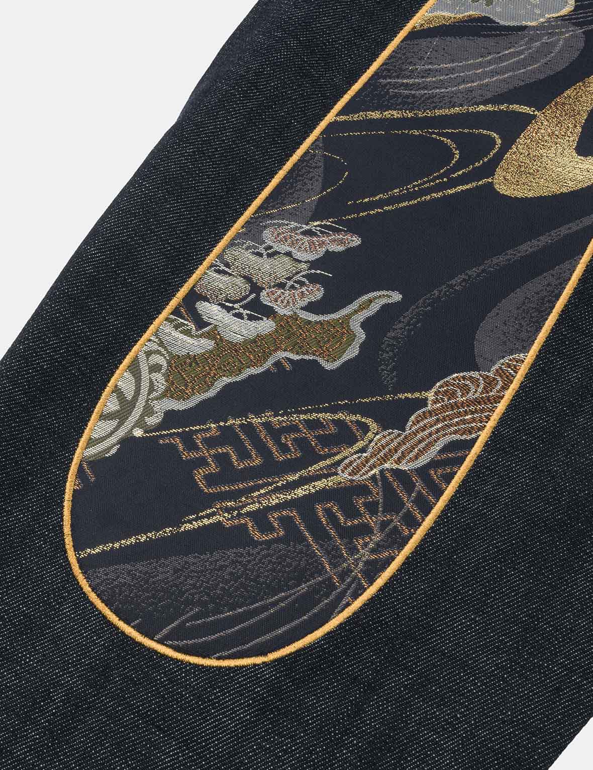 织锦大M贴布休閒直筒牛仔裤 #2030