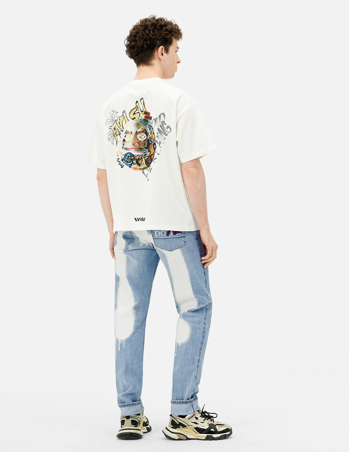 Graffiti-Style Daicock Print Carrot Fit Jeans #2017
