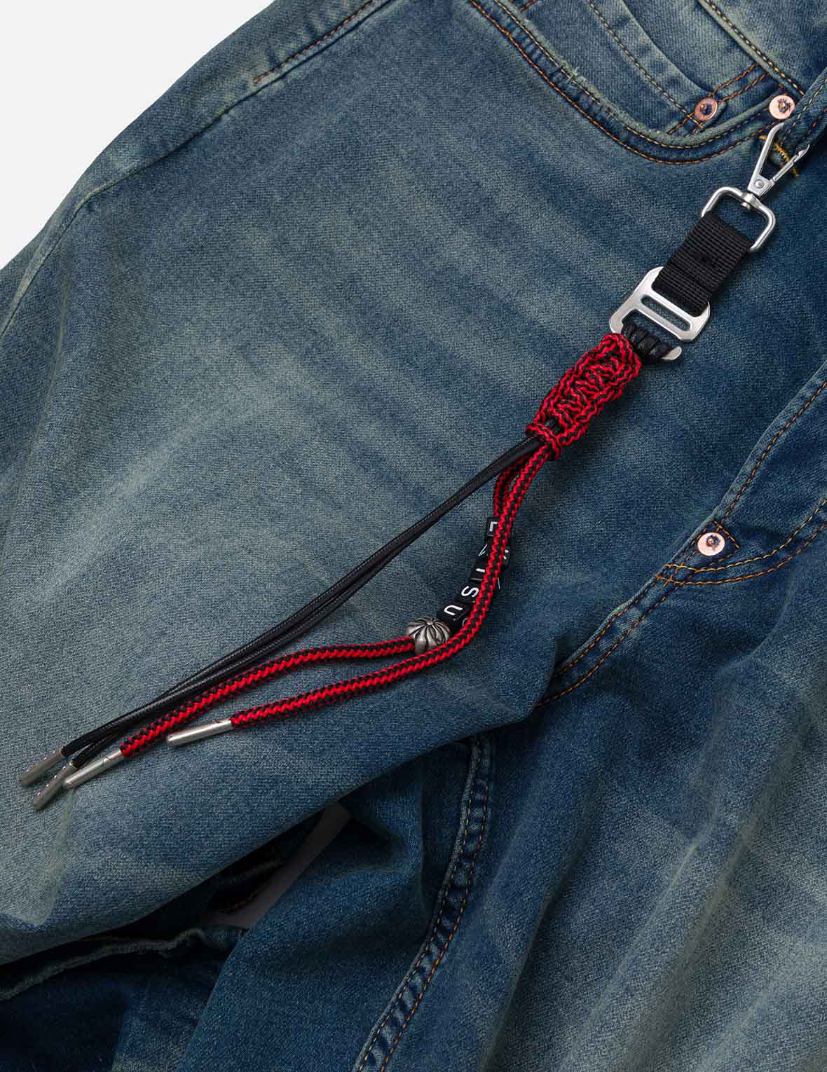 Seagull Embroidery with Hand-Woven Lanyard Relax Fit Jeans #2030