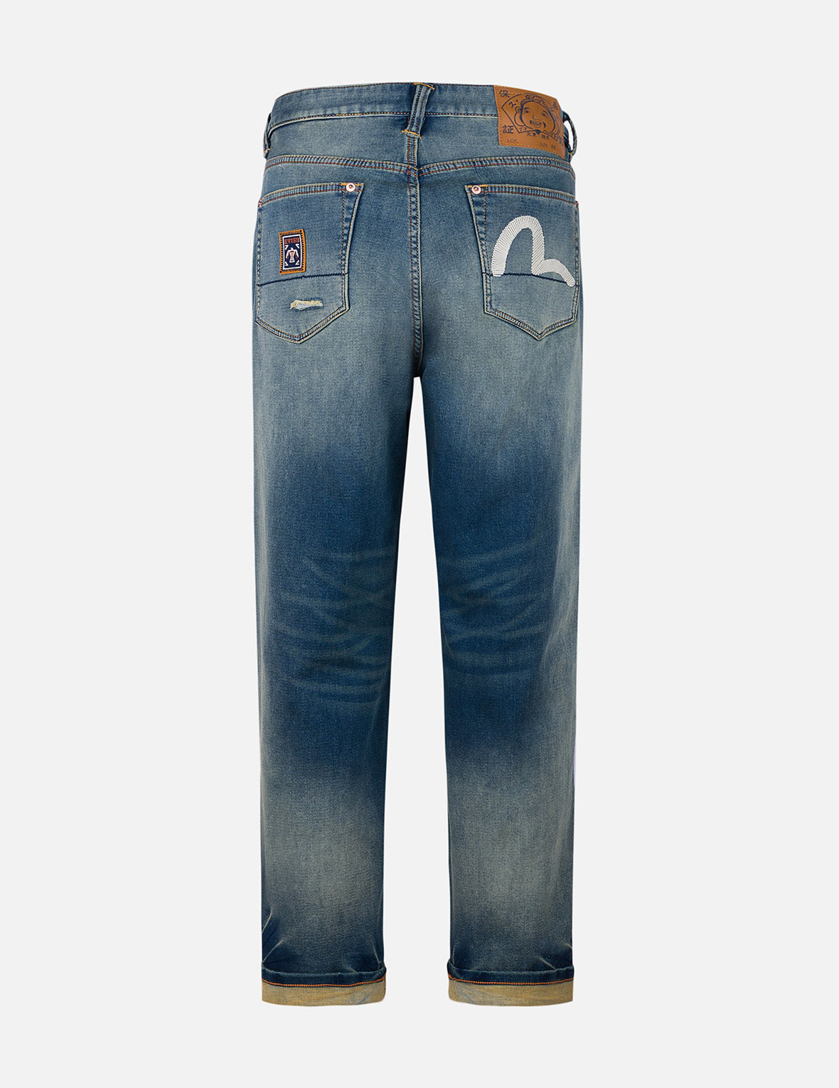 Seagull Embroidery with Hand-Woven Lanyard Relax Fit Jeans #2030