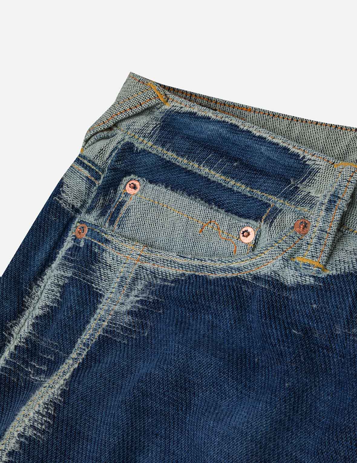 破损海鸥刺绣时尚版型牛仔裤