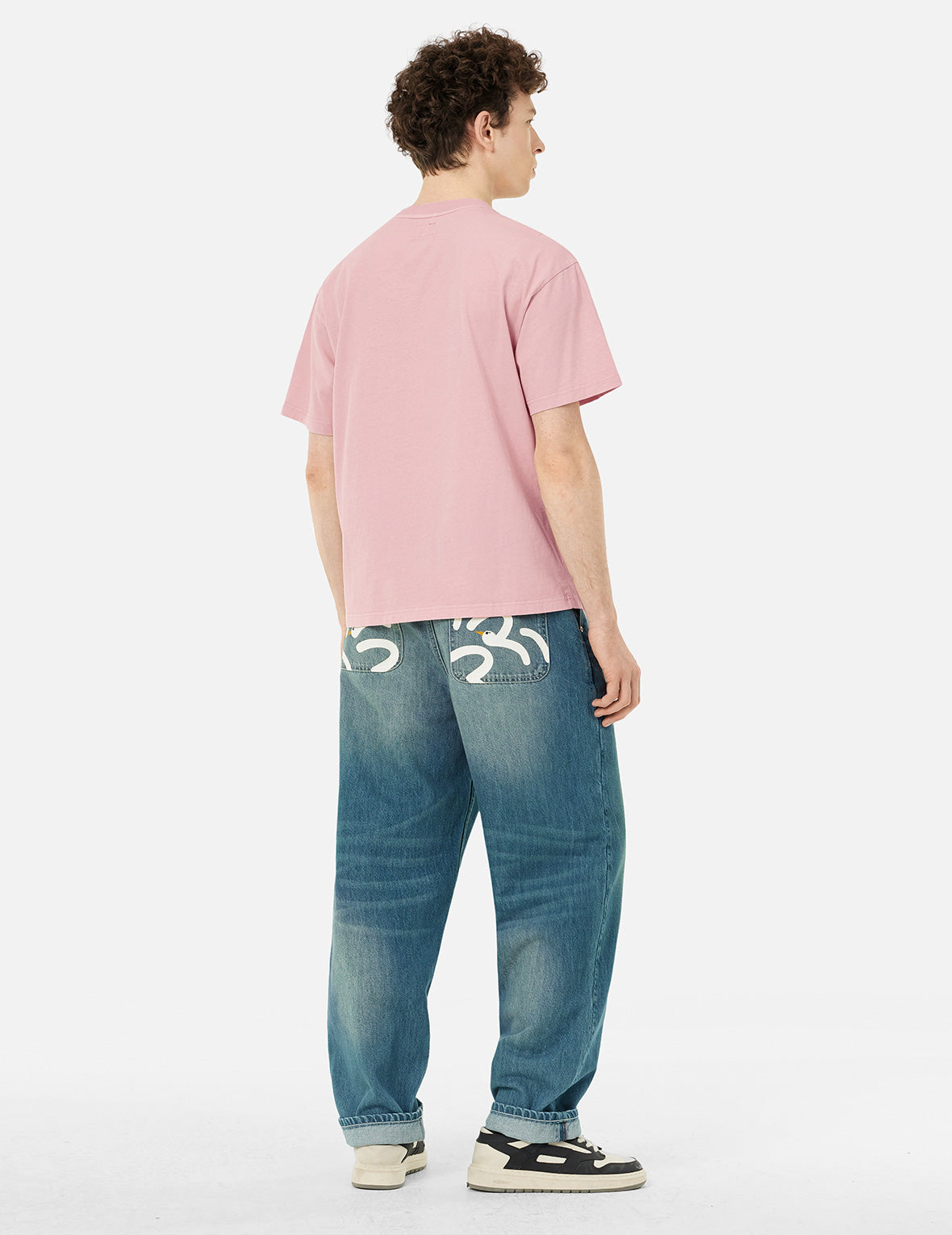 Playful Seagull Print Pocket Loose Fit Jeans #2038