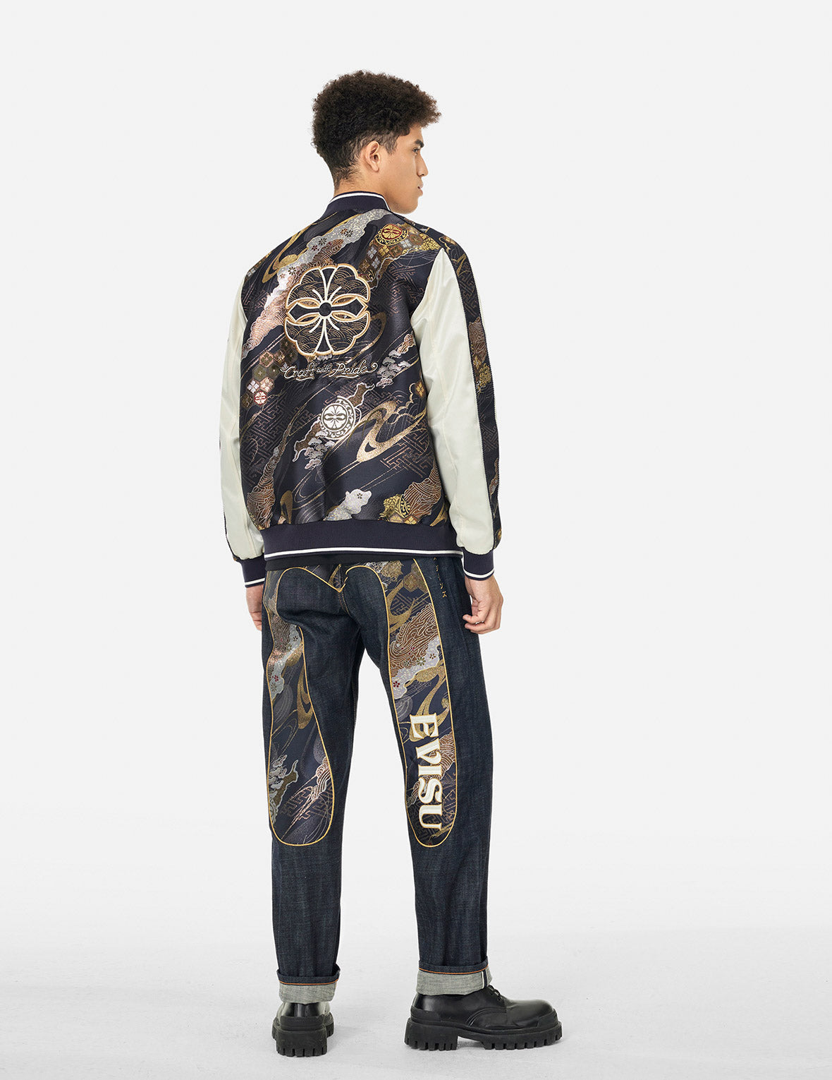 家花织锦布贴布常规版型横须贺外套