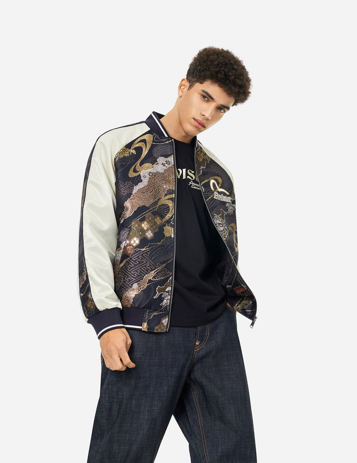 家花织锦布贴布常规版型横须贺外套