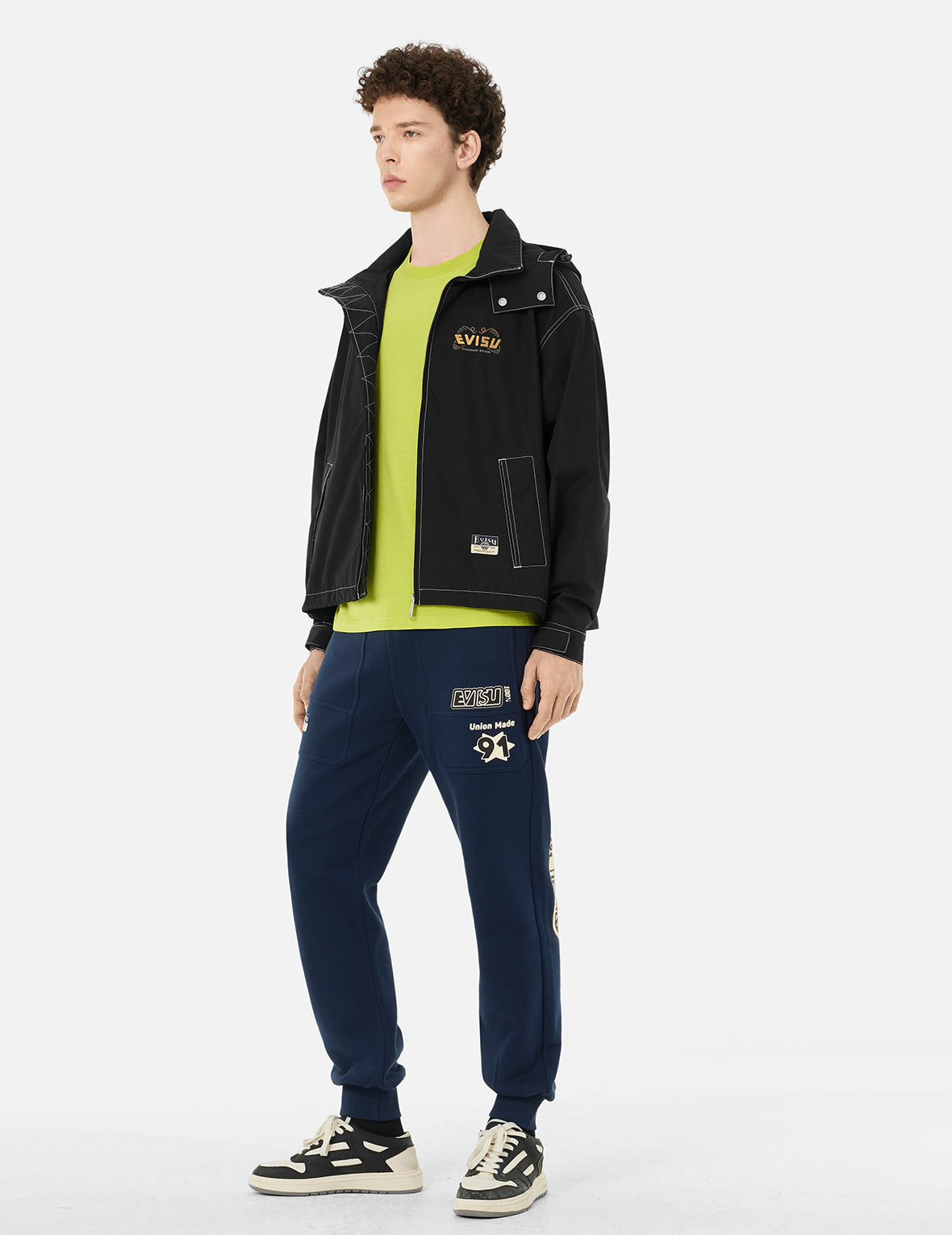 Daruma Print and Logo Appliqué Relax Fit Hooded Jacket