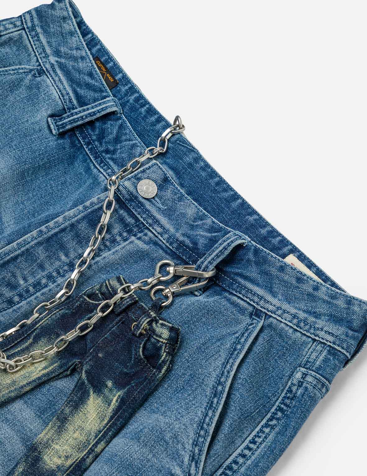 Seagull and Logo Print Loose Fit Denim Joggers