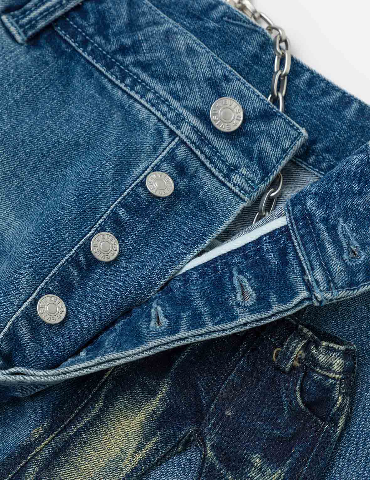 Seagull and Logo Print Loose Fit Denim Joggers