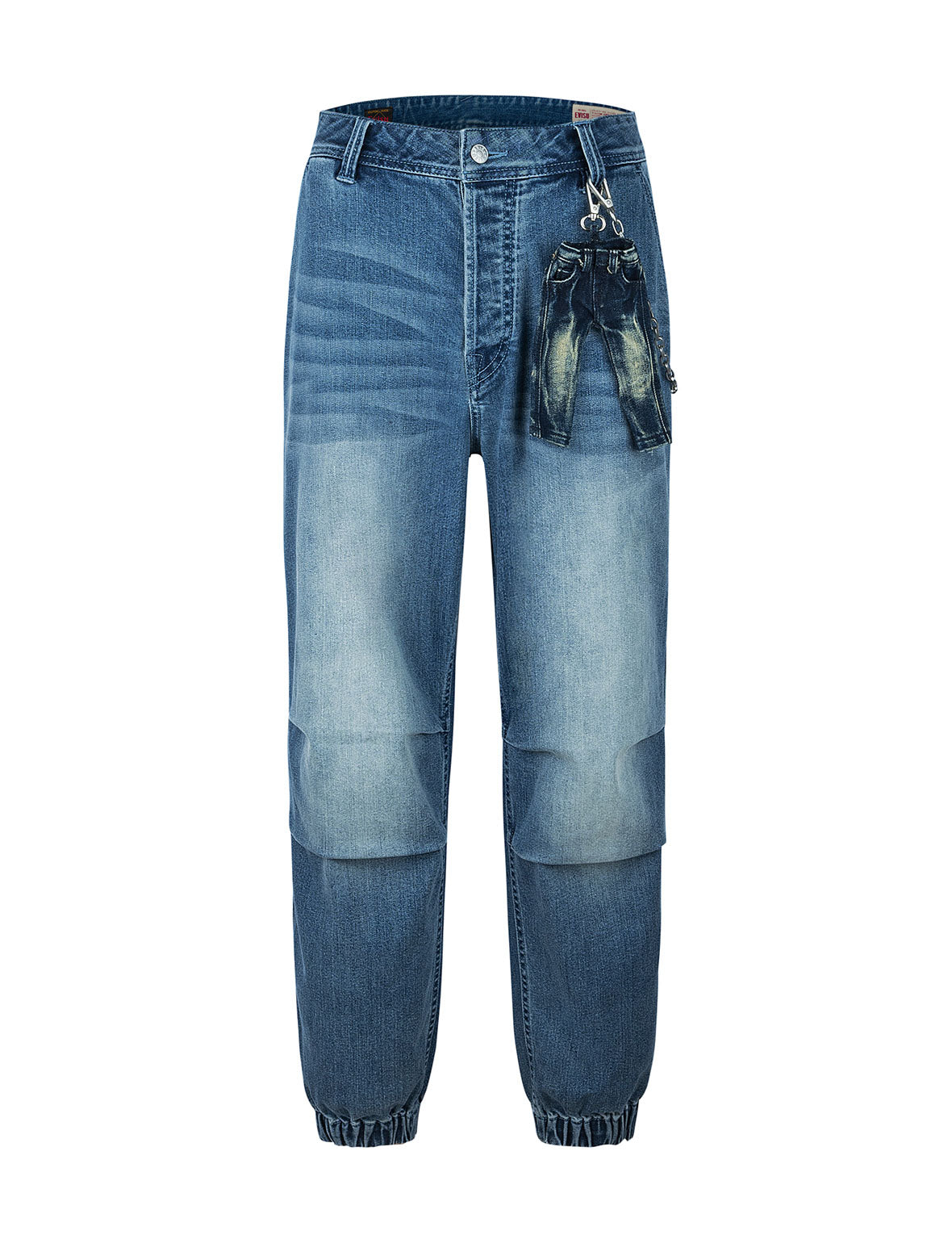 Seagull and Logo Print Loose Fit Denim Joggers