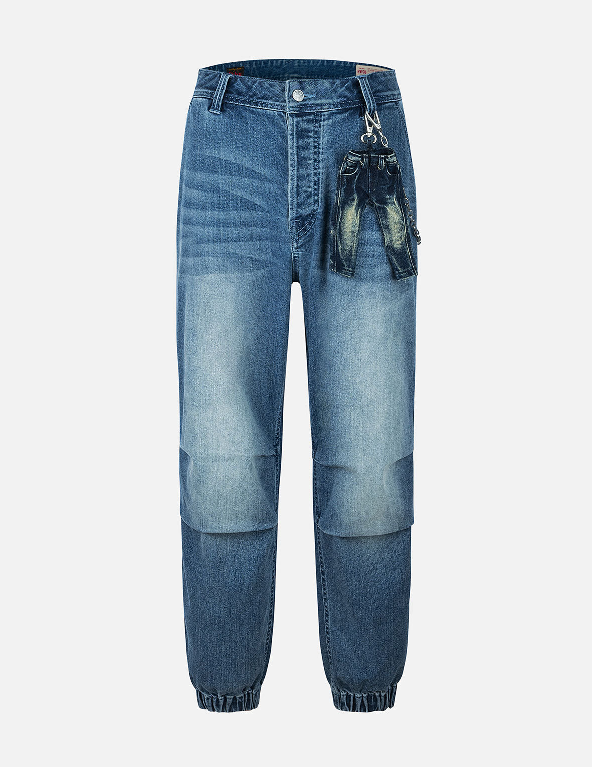 Seagull and Logo Print Loose Fit Denim Joggers