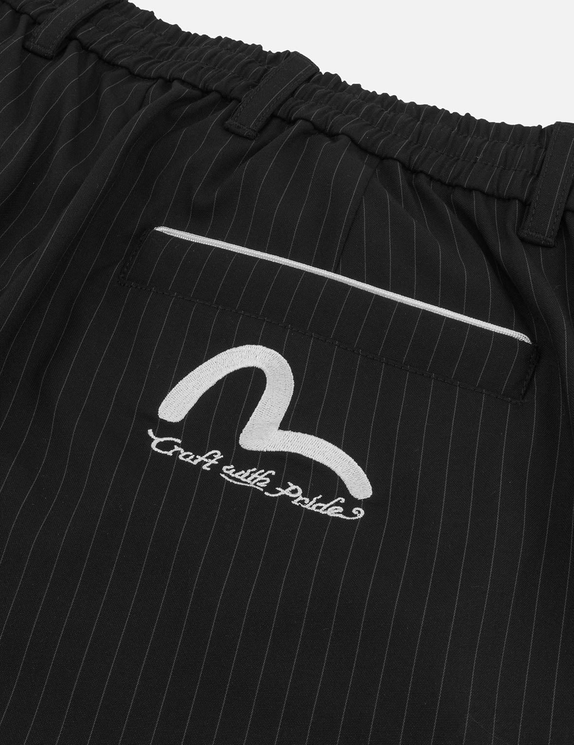 海鸥刺绣条纹锥形休閒裤