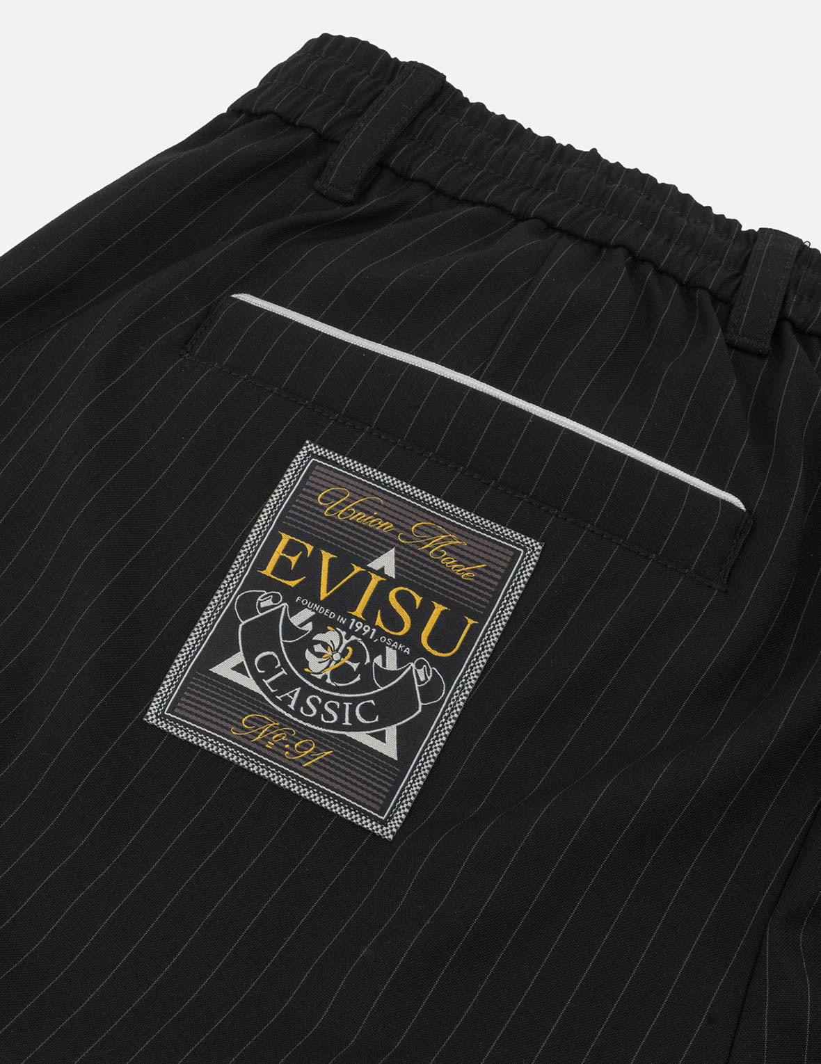 海鸥刺绣条纹锥形休閒裤