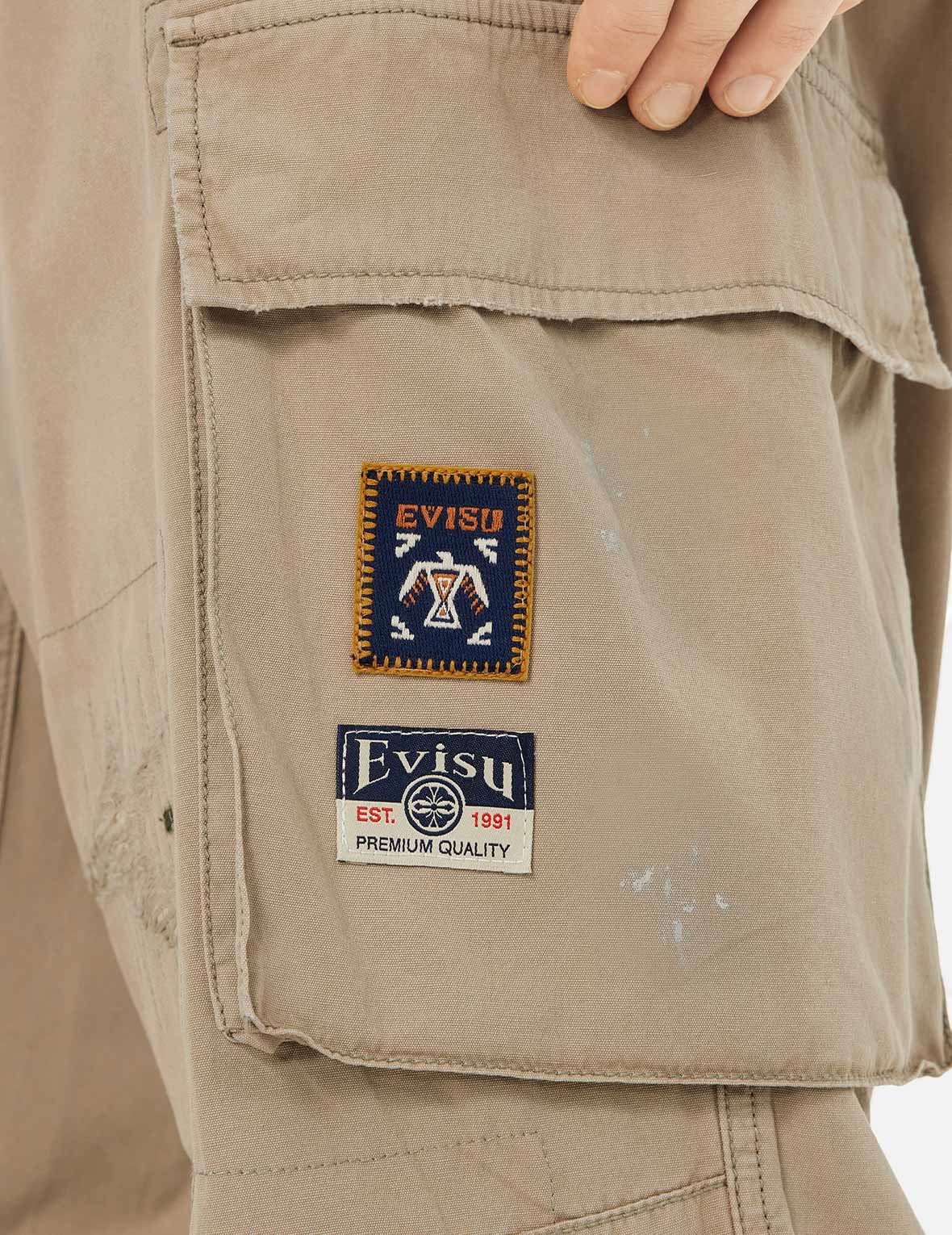 图腾海鸥刺绣贴直筒工装裤