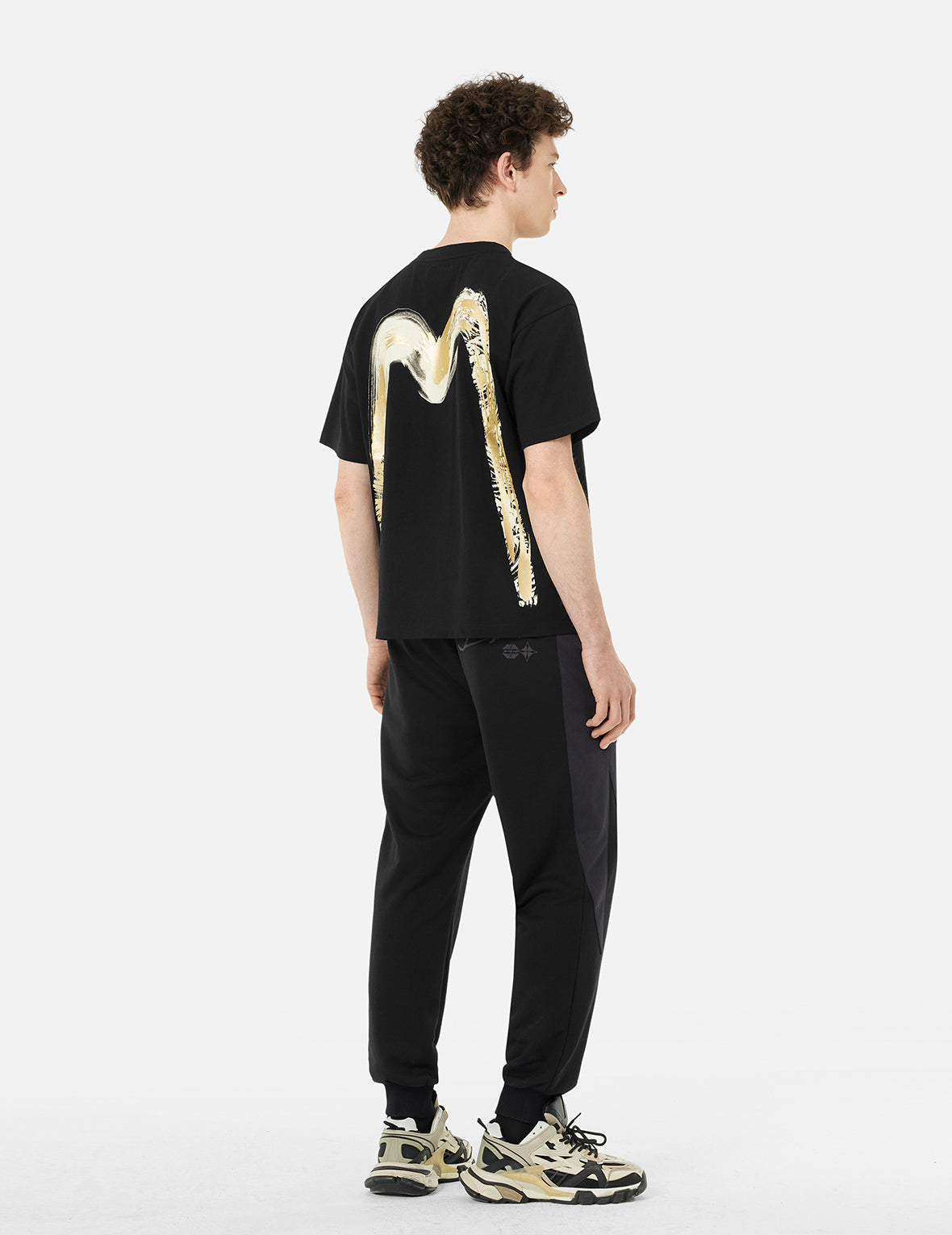 Panel Blocking with Colorful Logo Print Relax Fit Sweatpants