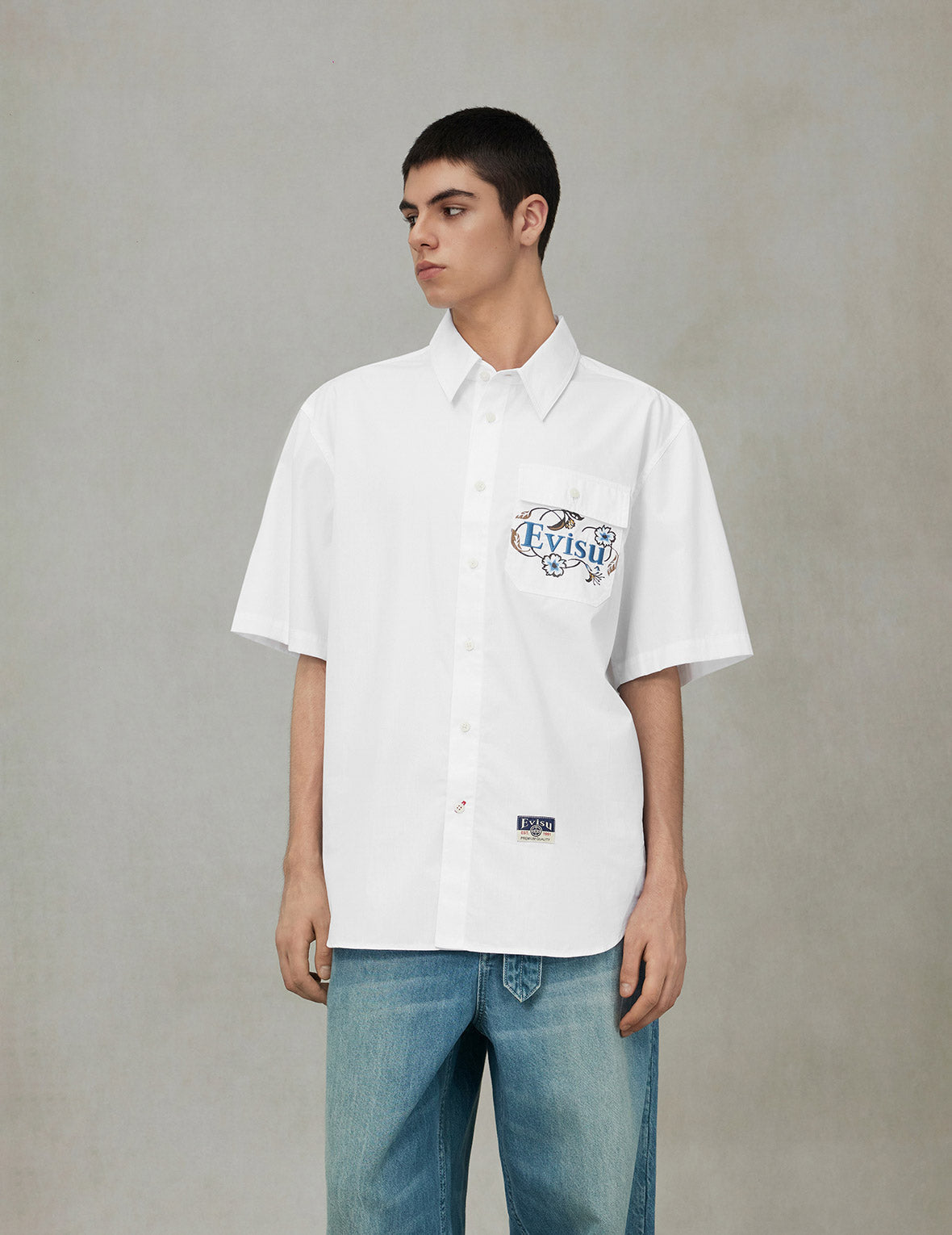 Floral and Logo Daicock Print Relax Fit Short-Sleeve Shirt