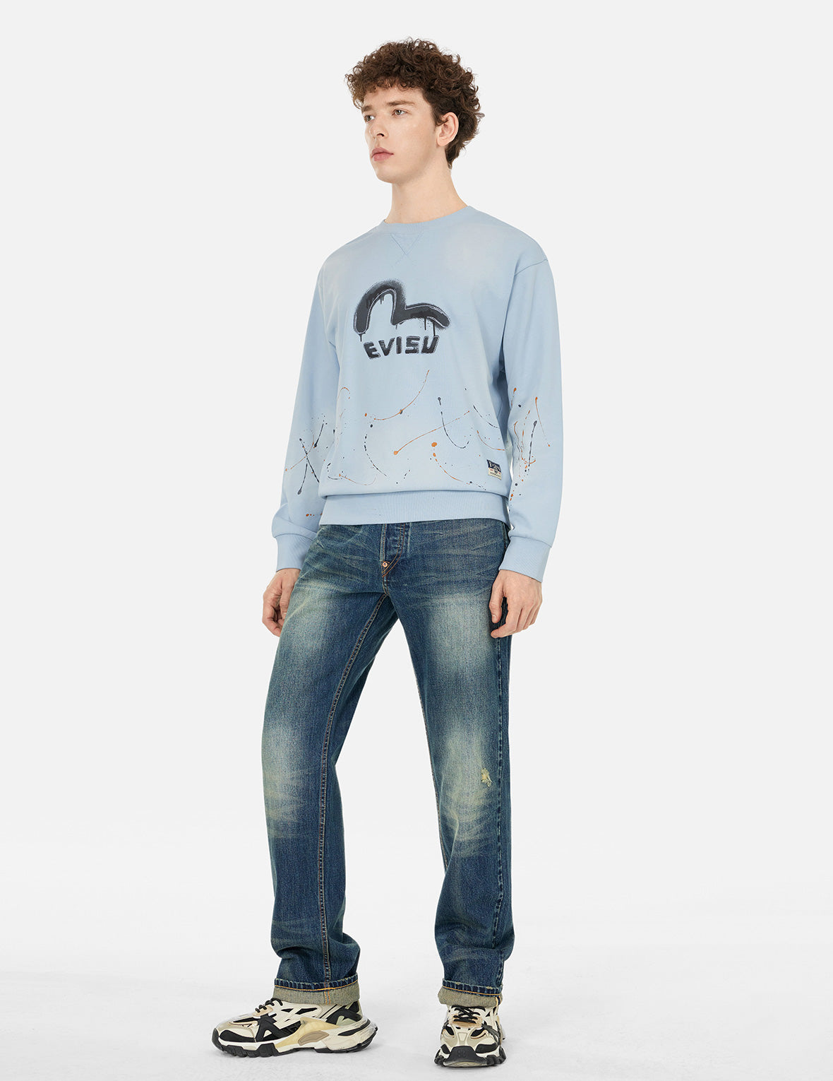 商标和海鸥印花宽版休闲卫衣