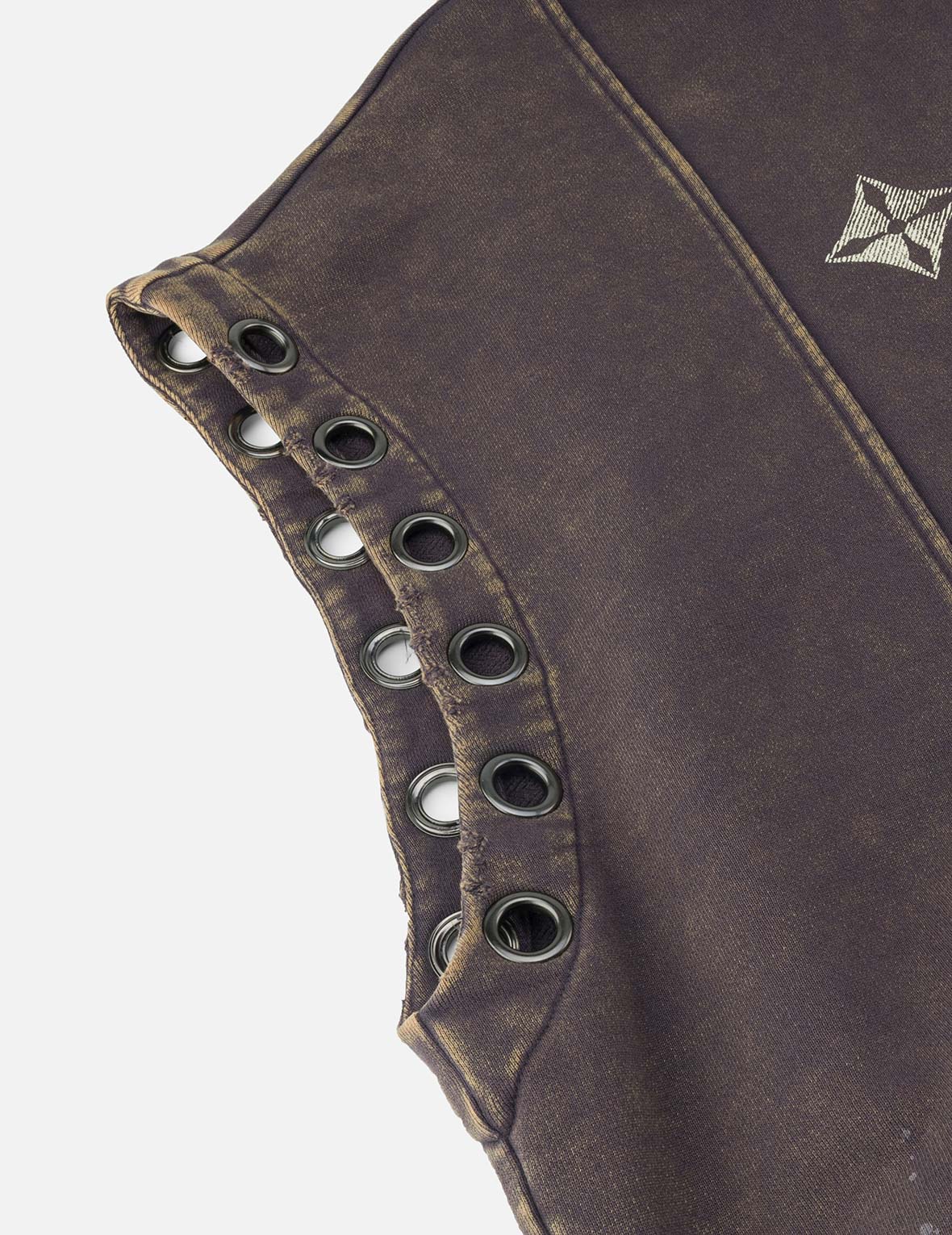 Washed Deconstructed Totem Kamon Embroidery Fashion Fit Hoodie Vest