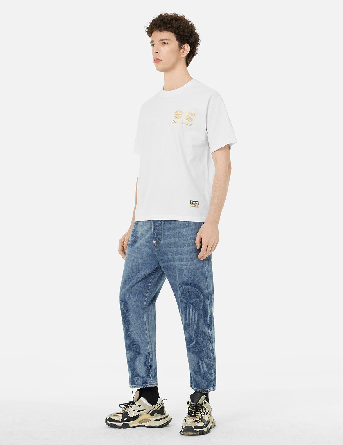 Artistic Brush Daicock Print Relax Fit T-Shirt