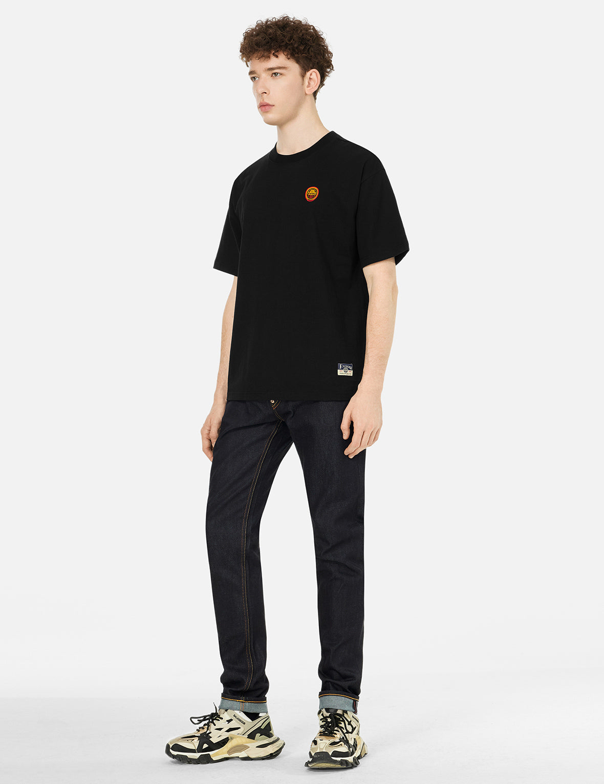 达摩和商标刺绣宽版休闲T恤